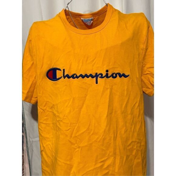 Champion Men's Heritage Short Sleeve T-Shirt: Yellow/Blue - MEDIUM Good Conditio - Picture 2 of 6